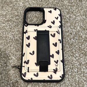 WALLI Chic Heart Pattern Phone Case with Stand - Black and White